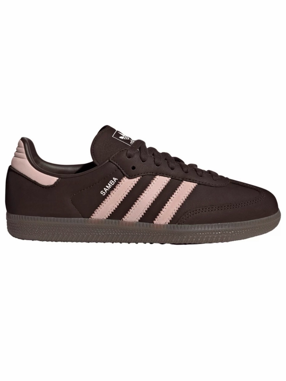 adidas Samba Sneaker in Brown with Pink Stripes